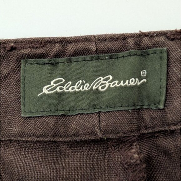 Eddie Bauer 100% Linen Pants Womens Size 14 Brown Casual Straight Leg Pockets - Picture 4 of 12